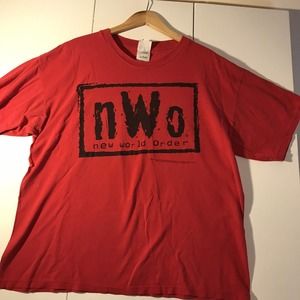 nWo Wolfpack T-Shirt Men's L 1998 WCW Red Scott Hall Kevin Nash Sting vintage
